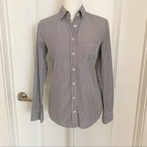 J. Crew | Everday Shirt Striped Poplin Sz. 0 - Picture 2 of 7